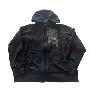 Nike Kids Black Hoodie with Silver Logo
